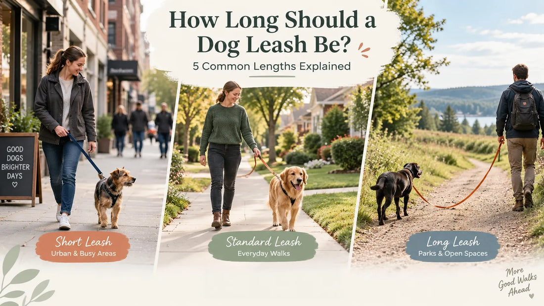 Dog owners using short, standard, and long leashes in different walking environments