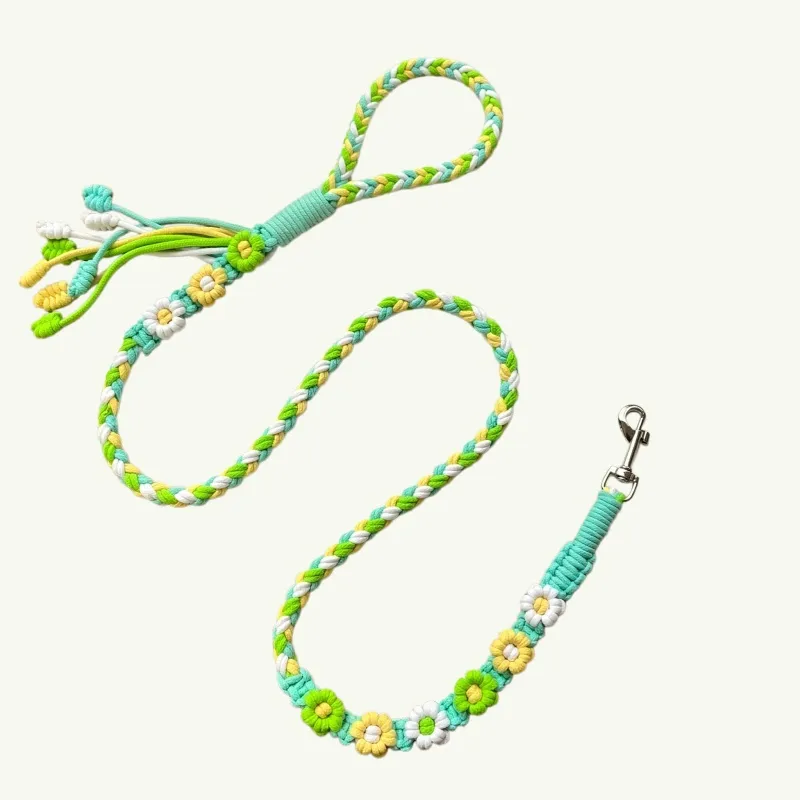 Citrus Bloom Floral Braided Dog Leash