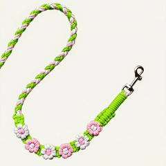 Petal Pop Pink Floral Braided Dog Leash