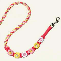 Sunny Blush Yellow Floral Braided Dog Leash