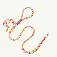Sunny Blush Yellow Floral Braided Dog Leash