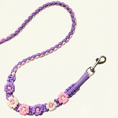 Lavender Dream Purple Floral Braided Dog Leash