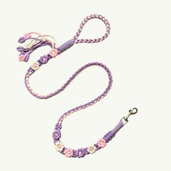 Lavender Dream Purple Floral Braided Dog Leash