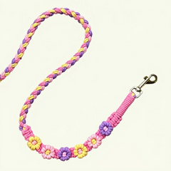 Berry Bloom Floral Braided Dog Leash