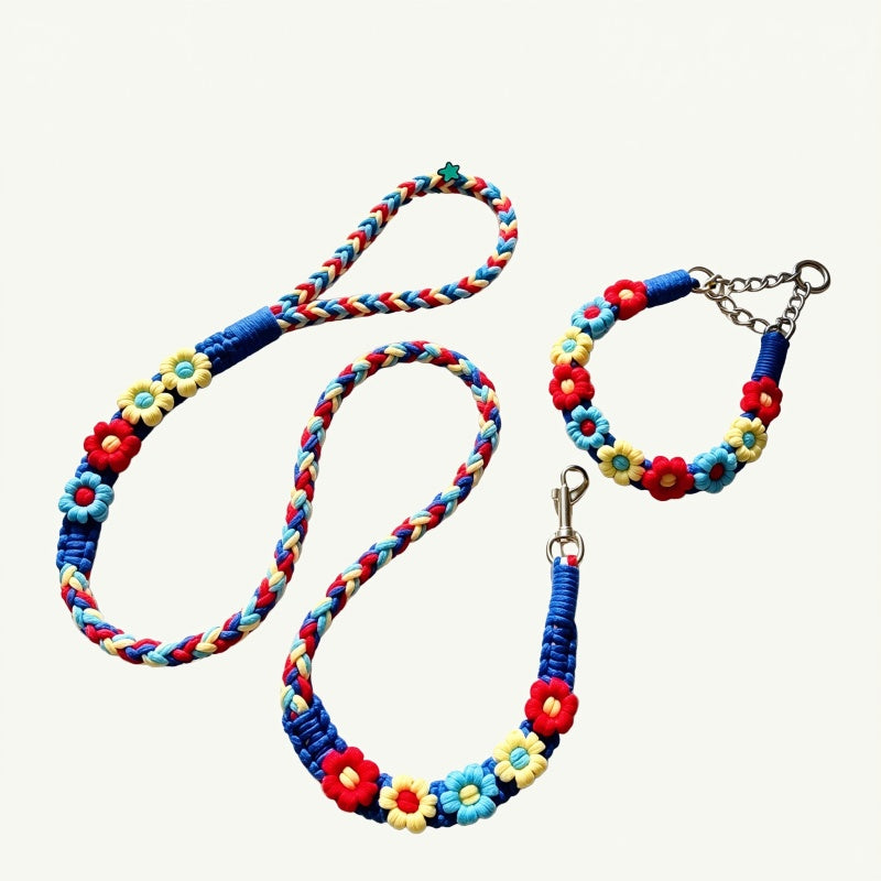 Color Pop Bloom Floral Dog Collar & Leash Set