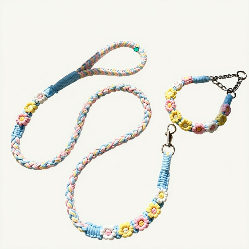 Pastel Daydream Floral Dog Collar & Leash Set