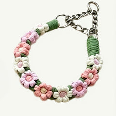 Garden Blush Floral Braided Dog Collar